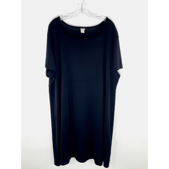 J. Jill Dresses & Skirts - J. Jill Dress Women 4x Black Short Sleeve Stretch Midi Shift Dress Flowy